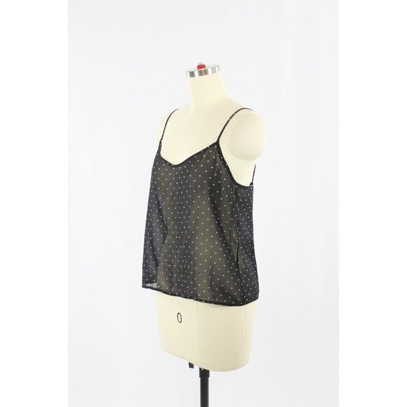 AMERICAN APPAREL Sheer Black Polka Dot Chiffon Camisole Tank Top, Size XS - Picture 4 of 10